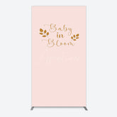 Aperturee - Aperturee Sweet Pink Boho Leaves Baby Shower Rectangle Backdrop